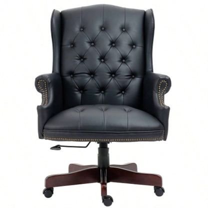 Executive Office Chair - High Back Reclining Comfortable Desk Chair - Ergonomic Design - Thick Padded and Backrest - PU Leather Desk Chair with Smooth Glide Caster Wheels, 1 Pack Black