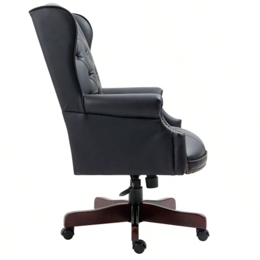 Executive Office Chair - High Back Reclining Comfortable Desk Chair - Ergonomic Design - Thick Padded and Backrest - PU Leather Desk Chair with Smooth Glide Caster Wheels, 1 Pack Black