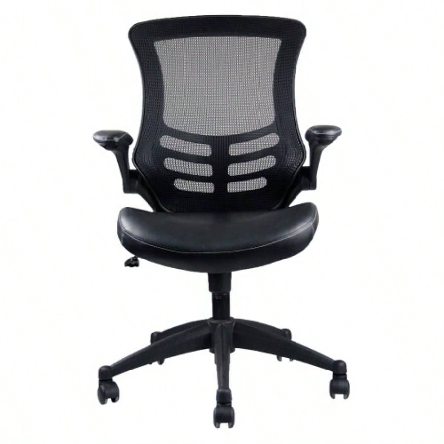 Techni Mobili Stylish Mid - Back Mesh Office Chair with Adjustable Arms, Black