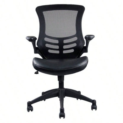 Techni Mobili Stylish Mid - Back Mesh Office Chair with Adjustable Arms, Black