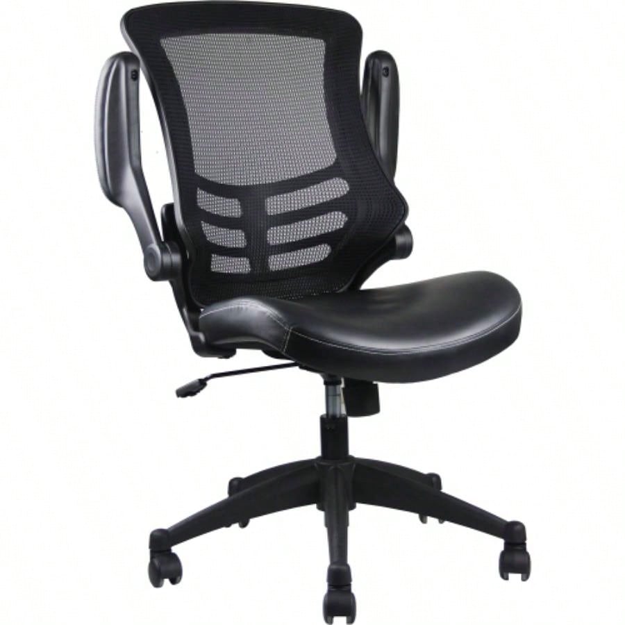 Techni Mobili Stylish Mid - Back Mesh Office Chair with Adjustable Arms, Black