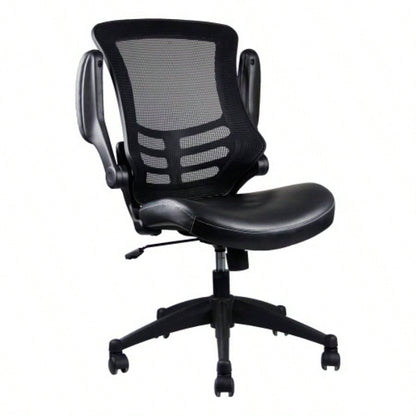 Techni Mobili Stylish Mid - Back Mesh Office Chair with Adjustable Arms, Black