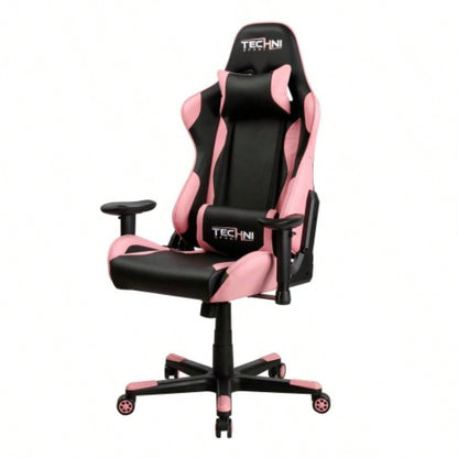 Techni Sport TS - 4300 Ergonomic High Back Racer Style PC Gaming Chair, Pink