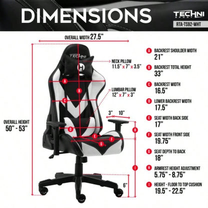 Techni Sport TS - 92 Office - PC Gaming Chai, White