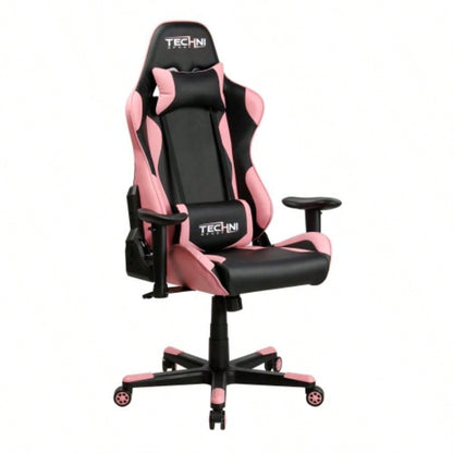 Techni Sport TS - 4300 Ergonomic High Back Racer Style PC Gaming Chair, Pink