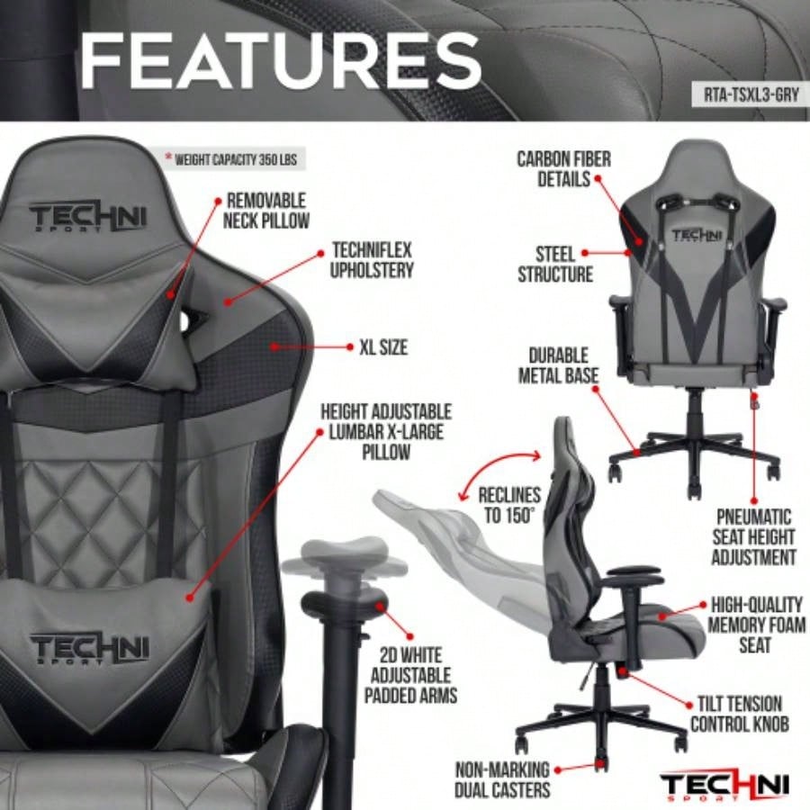 Techni Sport XL Ergonomic Gaming Chair,