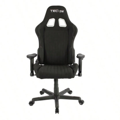 Techni Sport TS - F44 Fabric Ergonomic High Back Racer Style PC Gaming Chair, Black