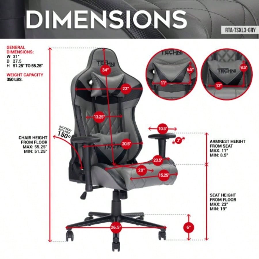 Techni Sport XL Ergonomic Gaming Chair,