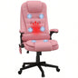 HOMCOM High Back Vibration Massage Office Chair with 6 Vibration Points, Heated Reclining PU Leather Computer Chair with Armrest and Remote, Pink