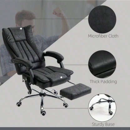 Vinsetto Microfiber Office Chair, High Back Computer Chair with 6 Point Massage, Heat, Adjustable Height and Retractable Footrest, Black