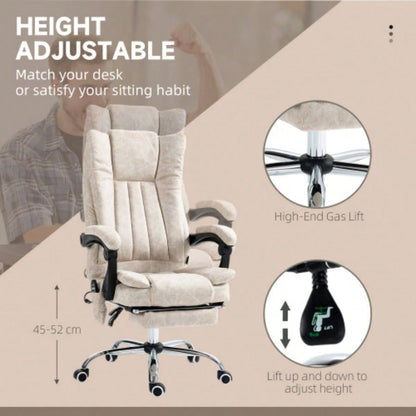 Vinsetto Microfiber Office Chair, High Back Computer Chair with 6 Point Massage, Heat, Adjustable Height and Retractable Footrest, White