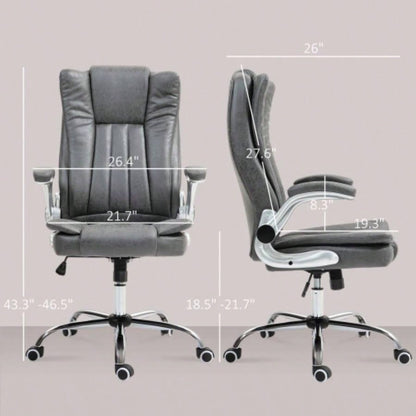 HOMCOM Executive Office Chair with Padded Flip - up Arms, Microfiber High Back Desk Chair, Swivel Computer Chair with Adjustable Height and Tilt Function, Gray