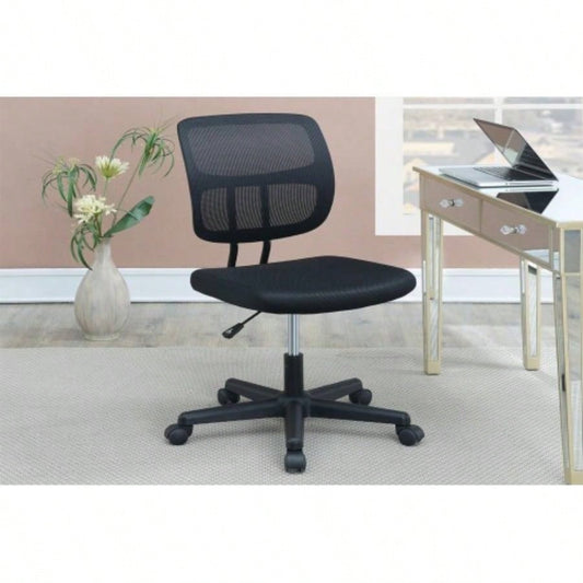 Elegant Design 1pc Office Chair Black Mesh Desk Chairs wheels Breathable Material Seats