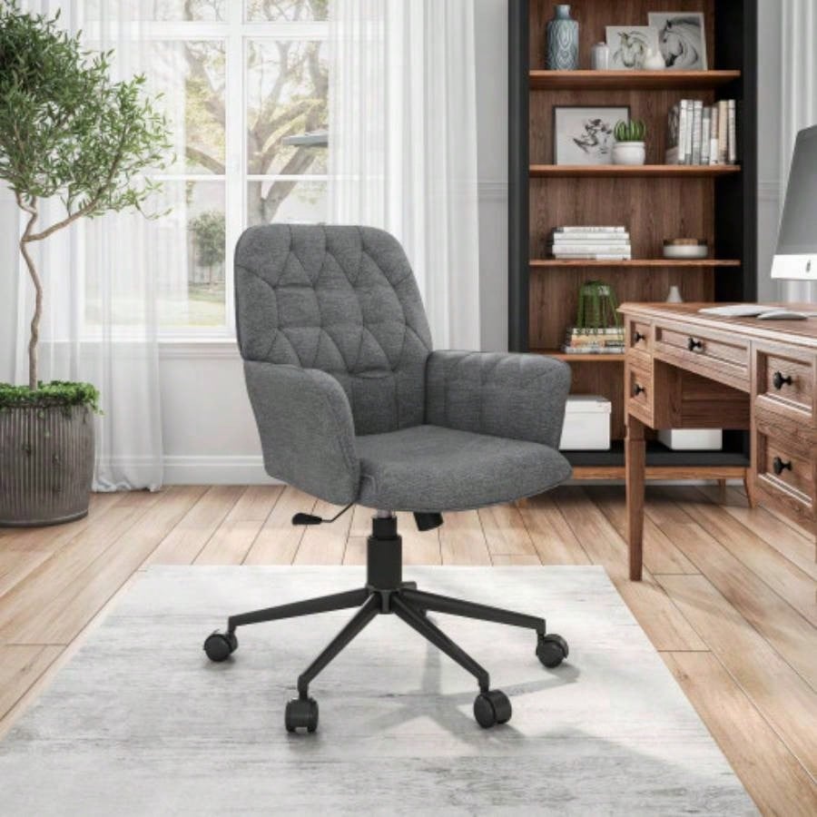 Techni Mobili Modern Upholstered Tufted Office Chair with Arms,