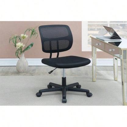 Elegant Design 1pc Office Chair Black Mesh Desk Chairs wheels Breathable Material Seats