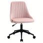 Vinsetto Mid - Back Office Chair, Velvet Fabric Swivel Scallop Shape Computer Desk Chair Home Office or Bedroom, Pink