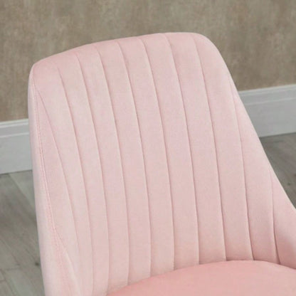 Vinsetto Mid - Back Office Chair, Velvet Fabric Swivel Scallop Shape Computer Desk Chair Home Office or Bedroom, Pink