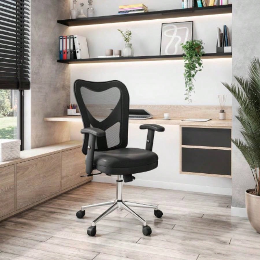 Techni Mobili High Back Mesh Office Chair With Base, Black