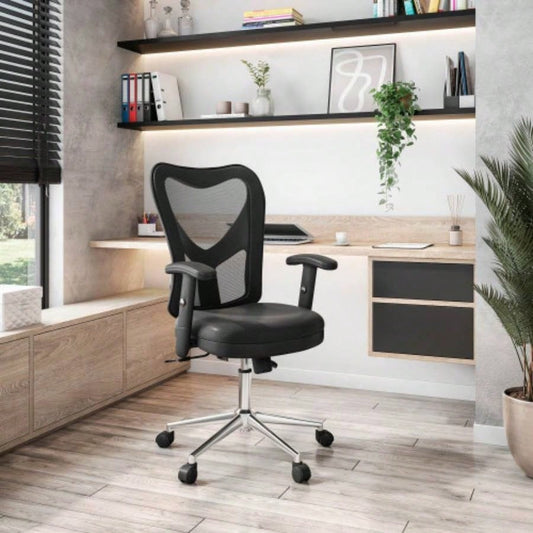 Techni Mobili High Back Mesh Office Chair With Base, Black