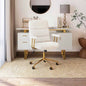 Textured Boucle Fabric White and Gold Office Chair, Modern Height Adjustable Desk Chair with Padded Arms