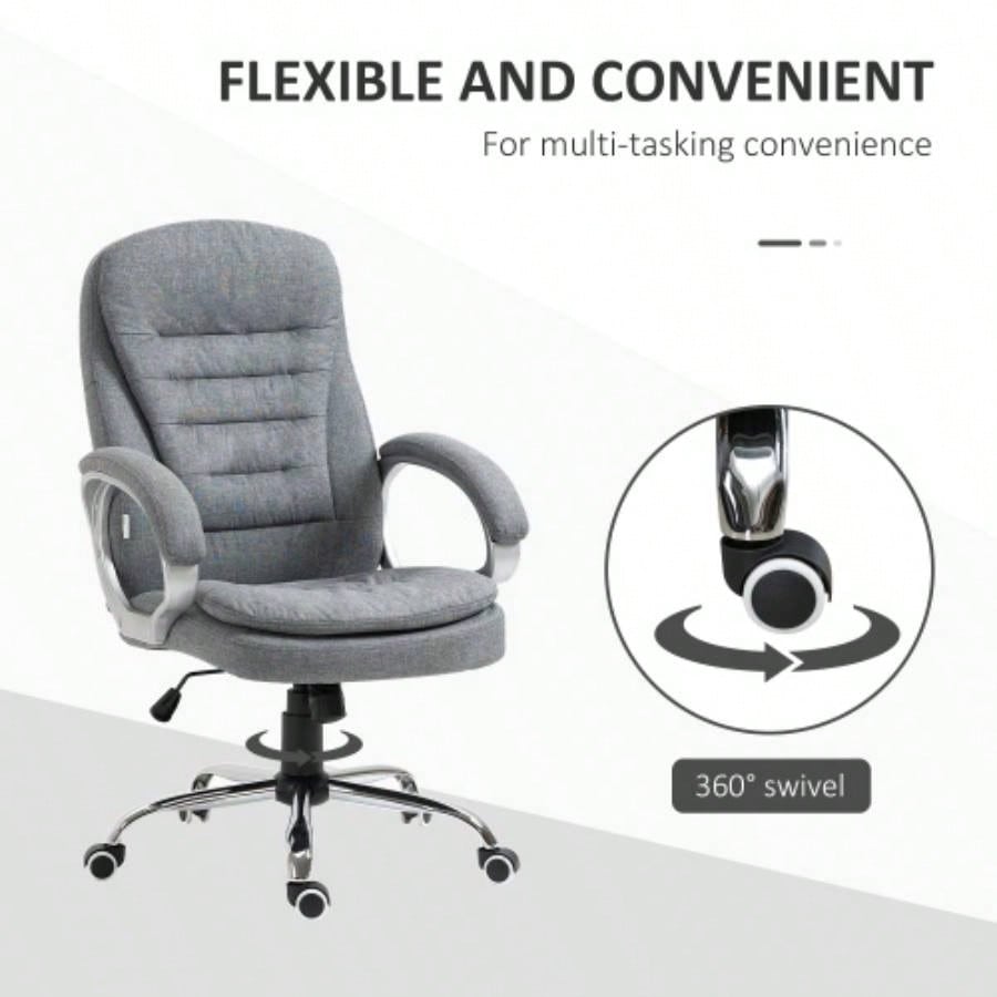 High Back Home Office Chair Executive Computer Chair with Adjustable Height, Upholstered Thick Padding Headrest and Armrest -