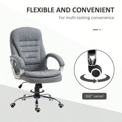 High Back Home Office Chair Executive Computer Chair with Adjustable Height, Upholstered Thick Padding Headrest and Armrest -