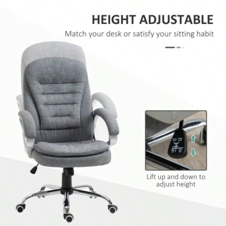 High Back Home Office Chair Executive Computer Chair with Adjustable Height, Upholstered Thick Padding Headrest and Armrest -