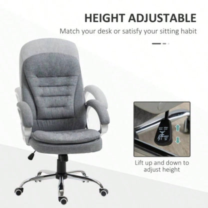 High Back Home Office Chair Executive Computer Chair with Adjustable Height, Upholstered Thick Padding Headrest and Armrest -