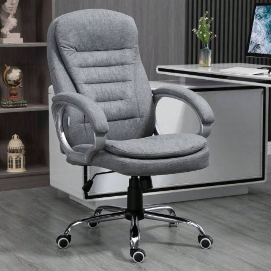 High Back Home Office Chair Executive Computer Chair with Adjustable Height, Upholstered Thick Padding Headrest and Armrest -