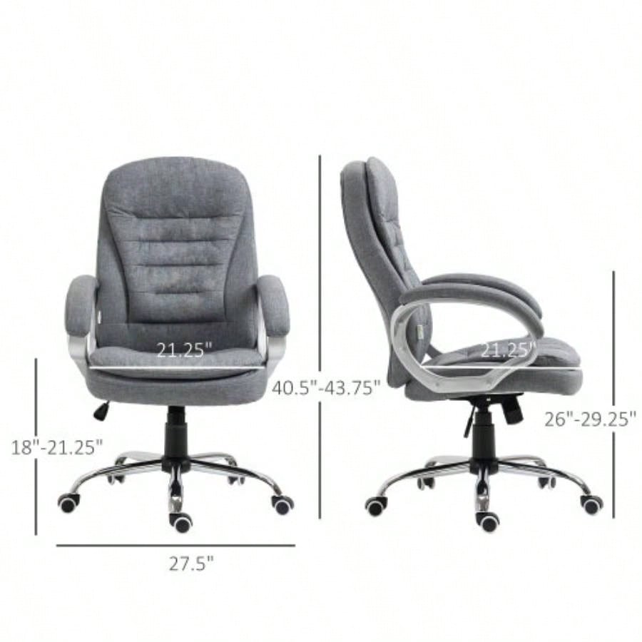 High Back Home Office Chair Executive Computer Chair with Adjustable Height, Upholstered Thick Padding Headrest and Armrest -
