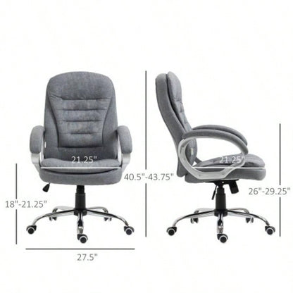 High Back Home Office Chair Executive Computer Chair with Adjustable Height, Upholstered Thick Padding Headrest and Armrest -