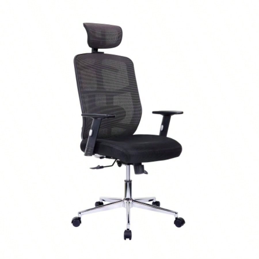 Techni Mobili High Back Executive Mesh Office Chair with Arms, Lumbar Support and Base, Black