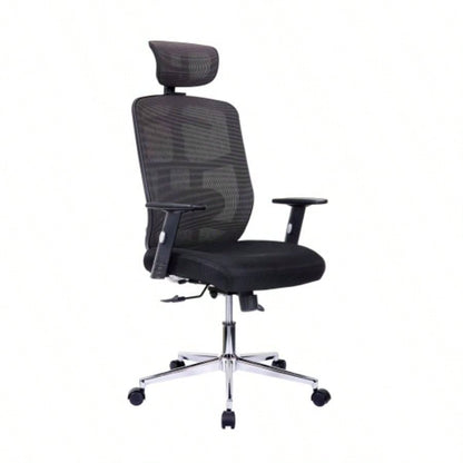 Techni Mobili High Back Executive Mesh Office Chair with Arms, Lumbar Support and Base, Black
