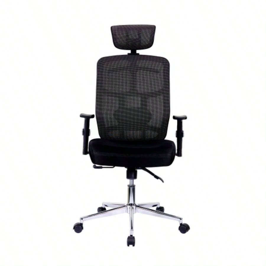 Techni Mobili High Back Executive Mesh Office Chair with Arms, Lumbar Support and Base, Black