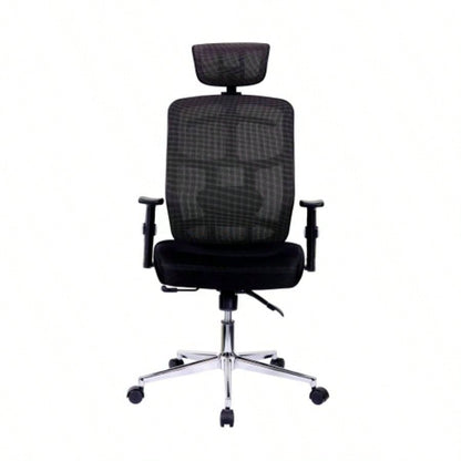 Techni Mobili High Back Executive Mesh Office Chair with Arms, Lumbar Support and Base, Black