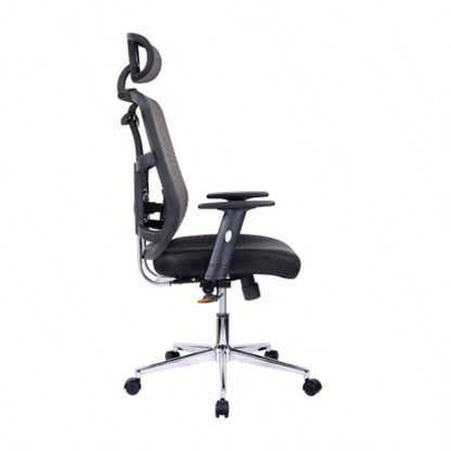 Techni Mobili High Back Executive Mesh Office Chair with Arms, Lumbar Support and Base, Black