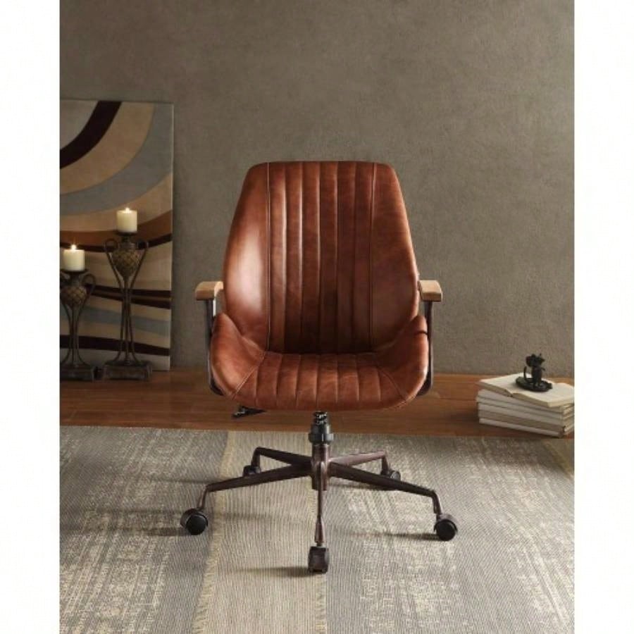 Brancaster Cocoa Aluminum Top Grain Leather Office Chair