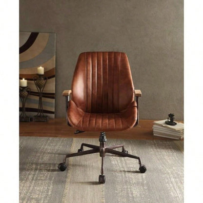 Brancaster Cocoa Aluminum Top Grain Leather Office Chair