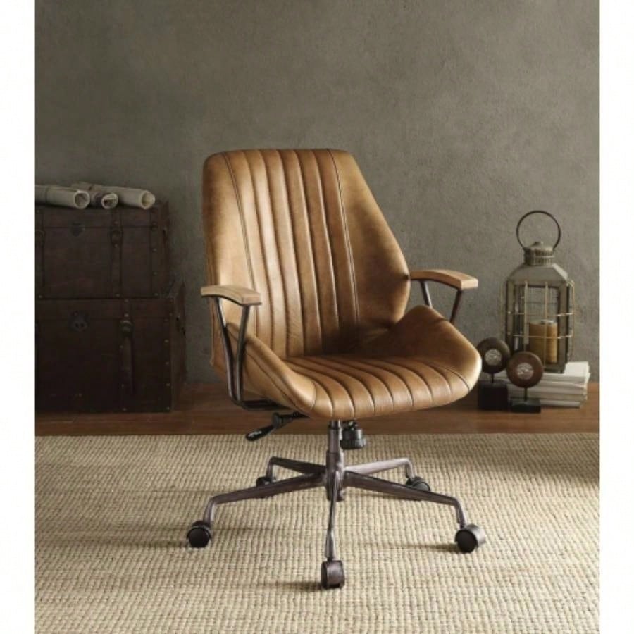 Brancaster Cocoa Aluminum Top Grain Leather Office Chair