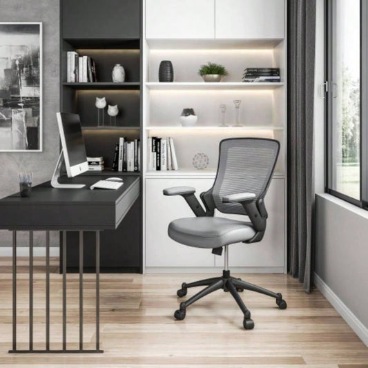 Techni Mobili Mid - Back Mesh Task Office Chair with Height Adjustable Arms,