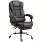 HOMCOM High Back Ergonomic Executive Office Chair, PU Leather Computer Chair with Retractable Footrest, Lumbar Support, Padded Headrest and Armrest, Coffee
