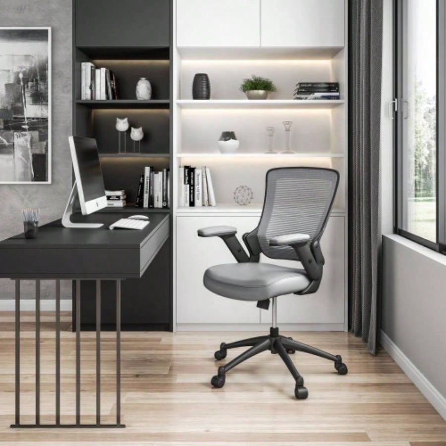 Techni Mobili Mid - Back Mesh Task Office Chair with Height Adjustable Arms,