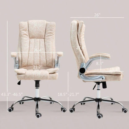 HOMCOM Executive Office Chair with Padded Flip - up Arms, Microfiber High Back Desk Chair, Swivel Computer Chair with Adjustable Height and Tilt Function, White