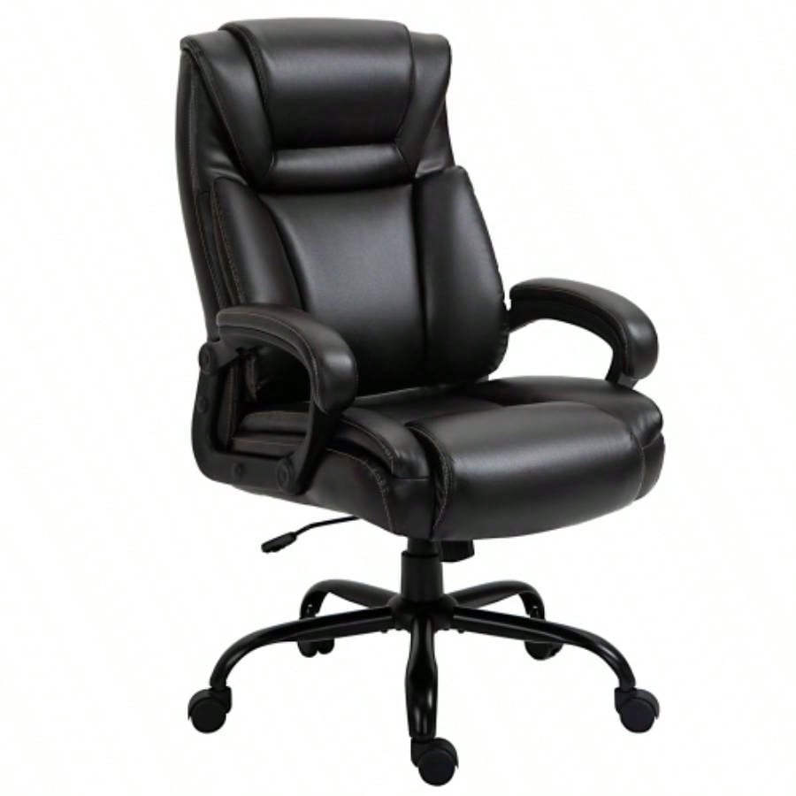 Vinsetto Big and Tall 400lbs Executive Office Chair with Wide, Computer Desk Chair with High Back PU Leather Ergonomic Upholstery, Adjustable Height and Swivel Wheels, Brown