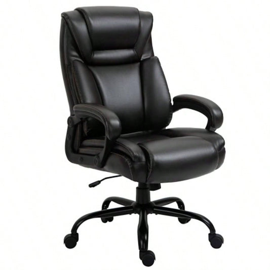 Vinsetto Big and Tall 400lbs Executive Office Chair with Wide, Computer Desk Chair with High Back PU Leather Ergonomic Upholstery, Adjustable Height and Swivel Wheels, Brown