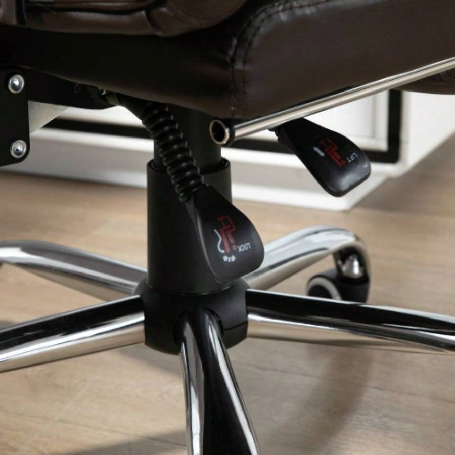 HOMCOM High Back Ergonomic Executive Office Chair, PU Leather Computer Chair with Retractable Footrest, Lumbar Support, Padded Headrest and Armrest, Coffee
