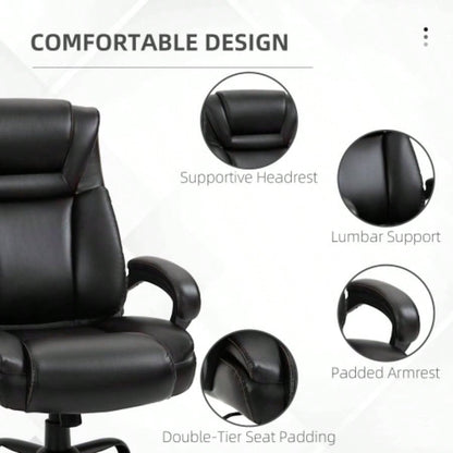 Vinsetto Big and Tall 400lbs Executive Office Chair with Wide, Computer Desk Chair with High Back PU Leather Ergonomic Upholstery, Adjustable Height and Swivel Wheels, Brown