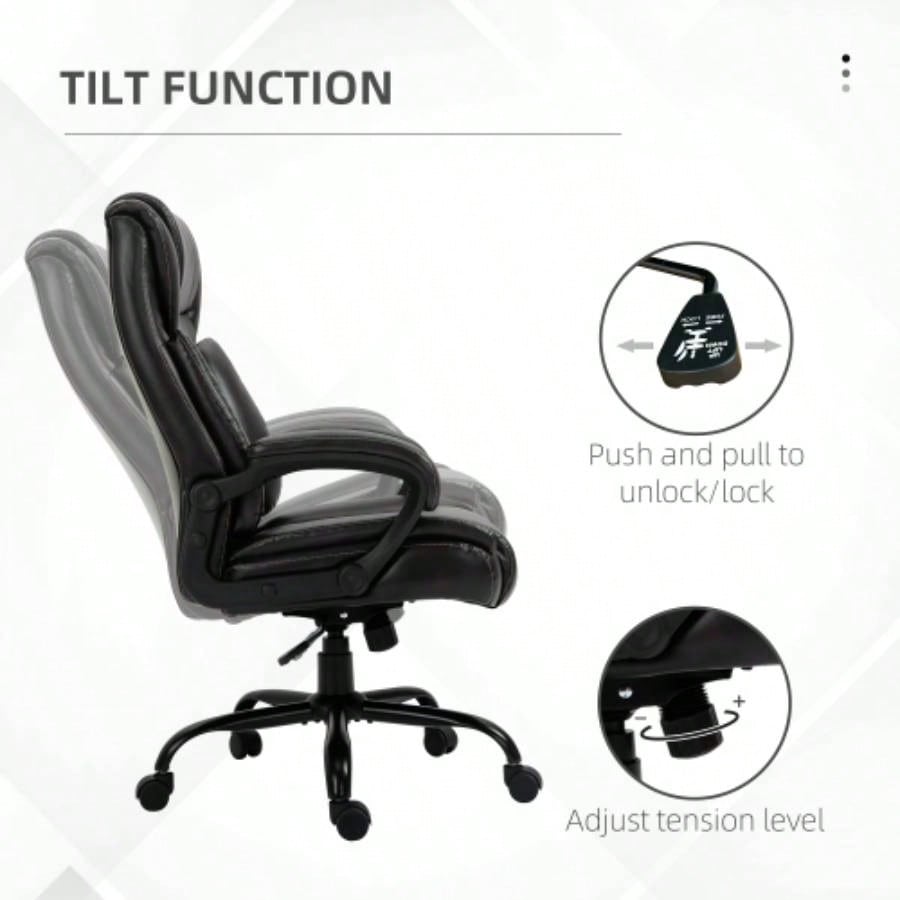 Vinsetto Big and Tall 400lbs Executive Office Chair with Wide, Computer Desk Chair with High Back PU Leather Ergonomic Upholstery, Adjustable Height and Swivel Wheels, Brown
