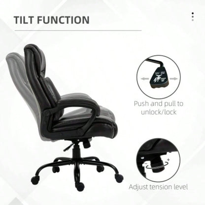 Vinsetto Big and Tall 400lbs Executive Office Chair with Wide, Computer Desk Chair with High Back PU Leather Ergonomic Upholstery, Adjustable Height and Swivel Wheels, Brown