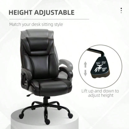 Vinsetto Big and Tall 400lbs Executive Office Chair with Wide, Computer Desk Chair with High Back PU Leather Ergonomic Upholstery, Adjustable Height and Swivel Wheels, Brown